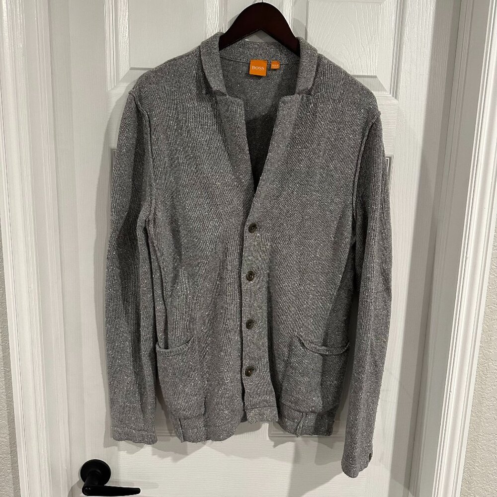 Gray Button-Up Cardigan BOSS Orange